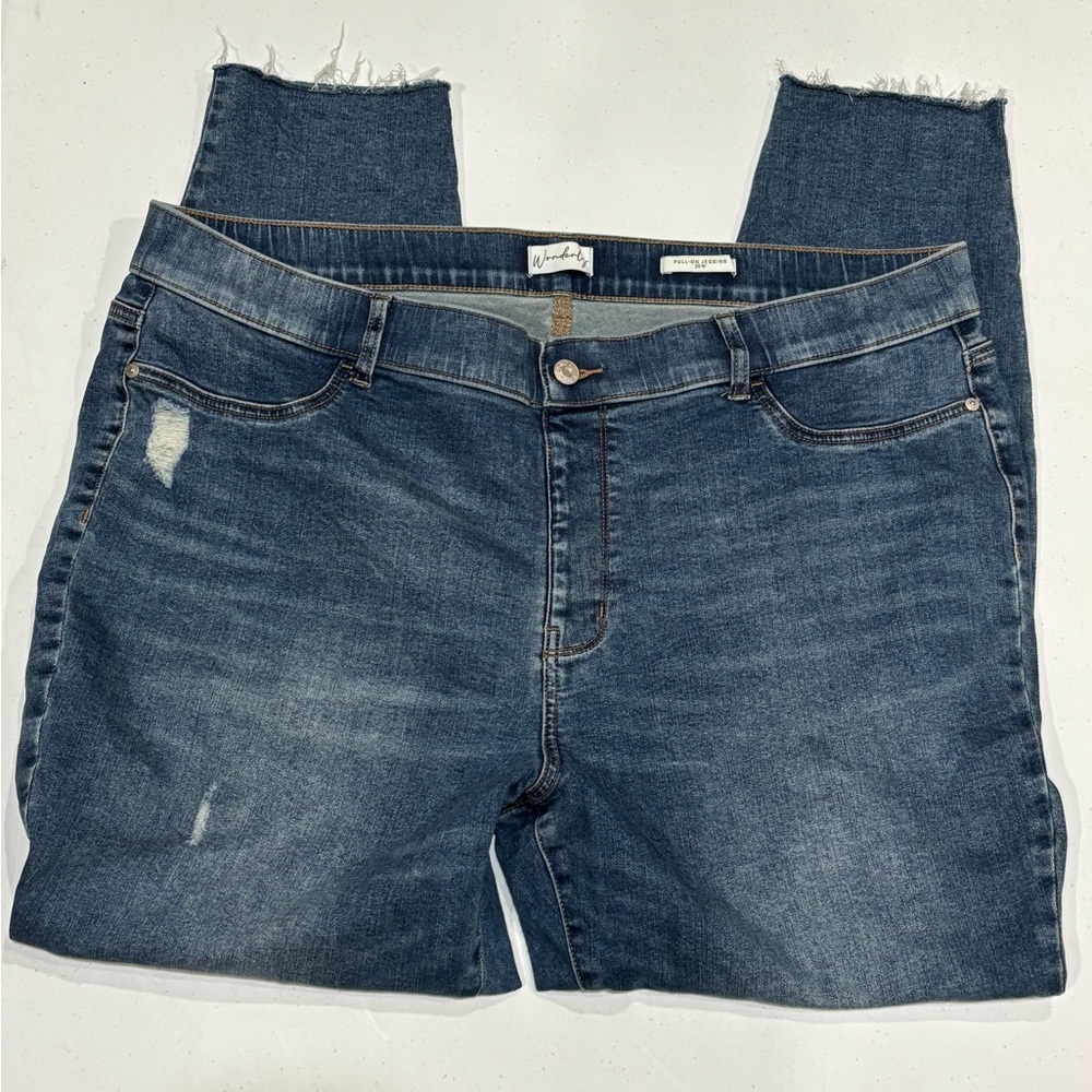 Wonderly Pull On Jeggings, Blue Denim, Raw Hem, Women’s 20W - Picture 4 of 7